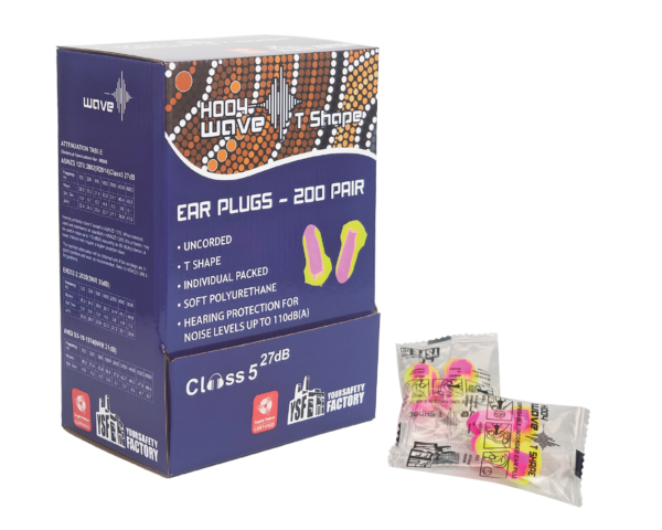 Wave T-Shaped Uncorded Ear Plugs (200 Pairs)
