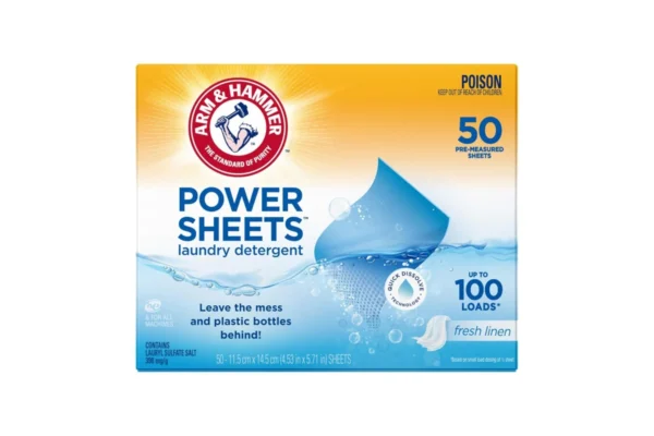 4-c30f412428-arm-and-hammer-power-sheets-laundry-detergent-sheets-close-up Arm & Hammer Power Sheets Laundry Detergent Fresh Linen 50 Sheets x 6