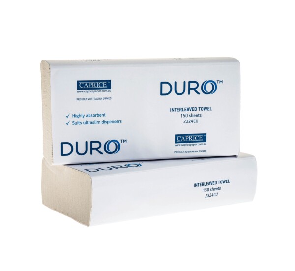 Duro Interleaved Hand Towels 23 x 24cm - 150 sheet x 16 packs Duro Interleaved Hand Towels 23 x 24cm - 150 sheet x 16 packs